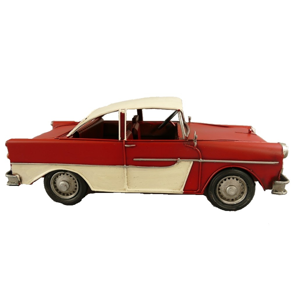 US Straßenkreuzer Auto rot weiß Blechauto Blech Modellauto 33 cm