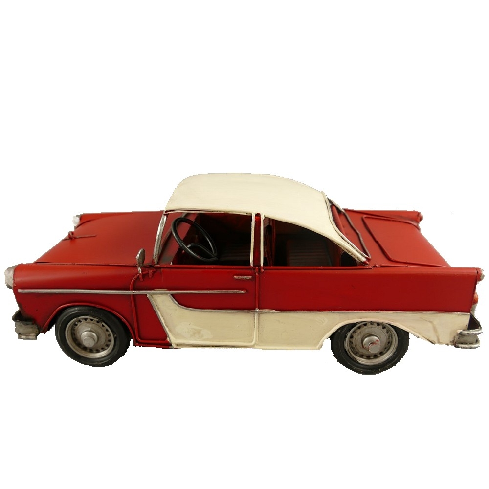 US Straßenkreuzer Auto rot weiß Blechauto Blech Modellauto 33 cm