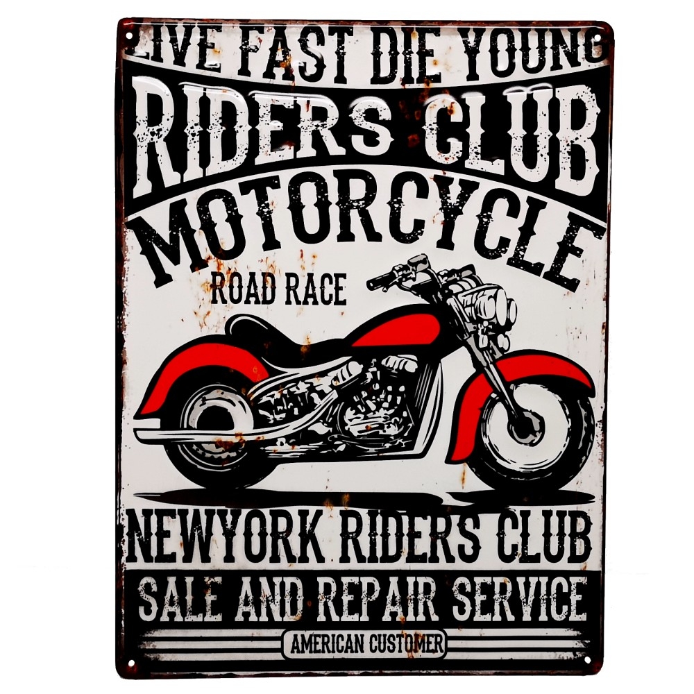 Blechschild MOTORCYCLE NEW YORK USA Nostalgie Metallschild 40x30 cm