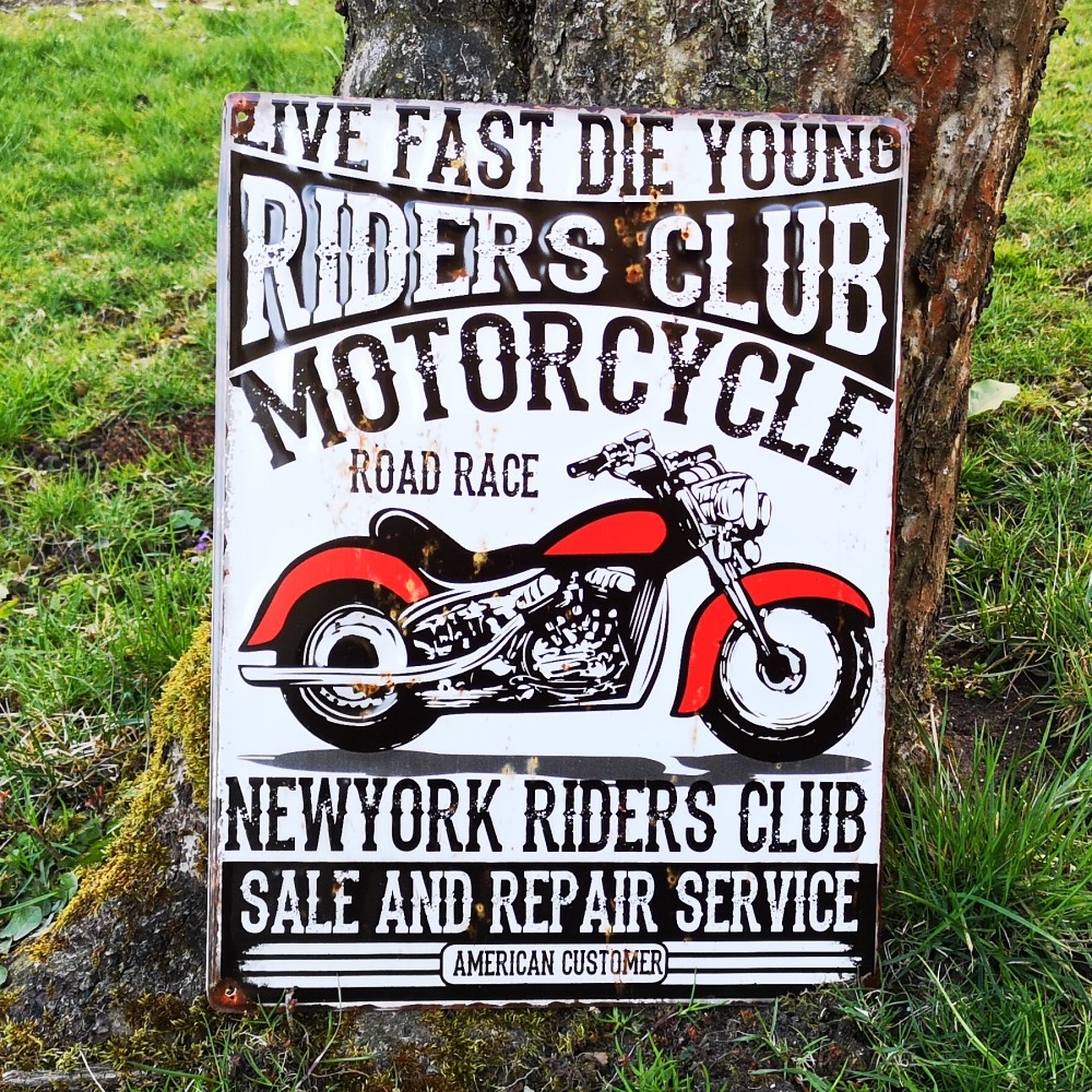 Blechschild MOTORCYCLE NEW YORK USA Nostalgie Metallschild 40x30 cm