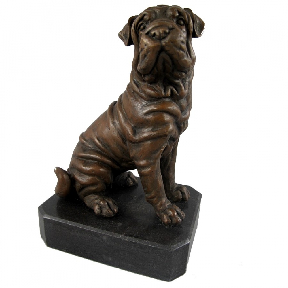 BULLDOGGE Hund Dogge Bronze Skulptur Tier Figur Kunst im Antik Style 19 cm