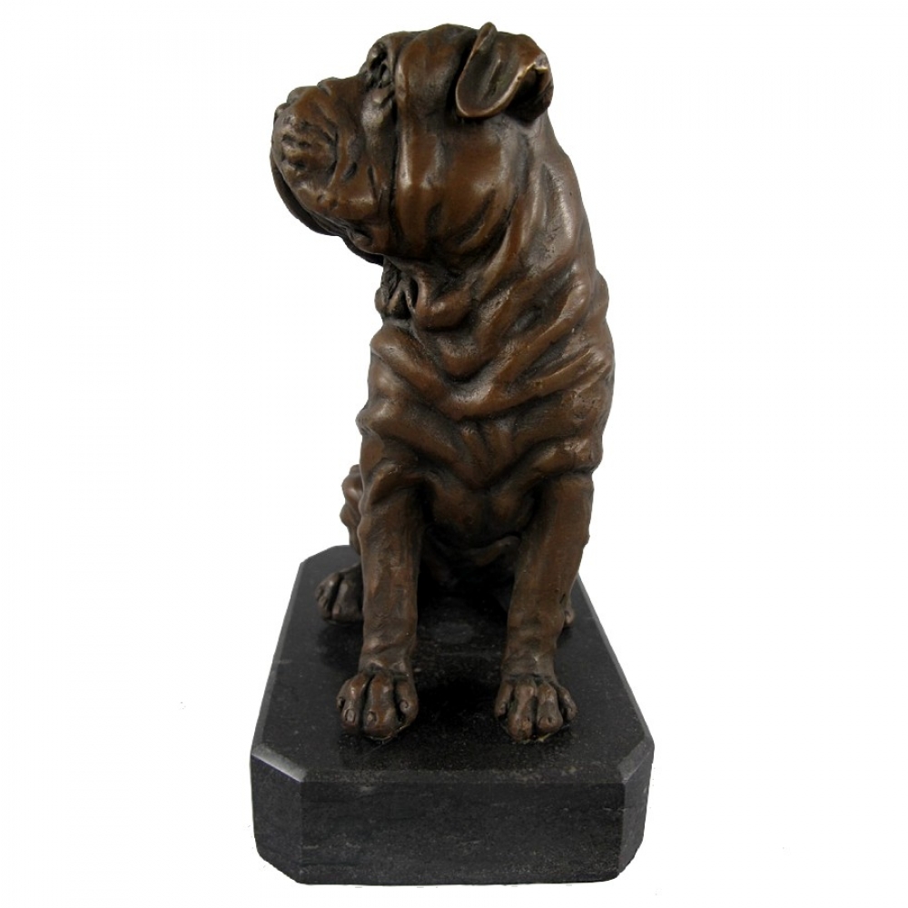 BULLDOGGE Hund Dogge Bronze Skulptur Tier Figur Kunst im Antik Style 19 cm