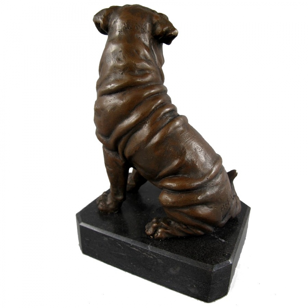 BULLDOGGE Hund Dogge Bronze Skulptur Tier Figur Kunst im Antik Style 19 cm