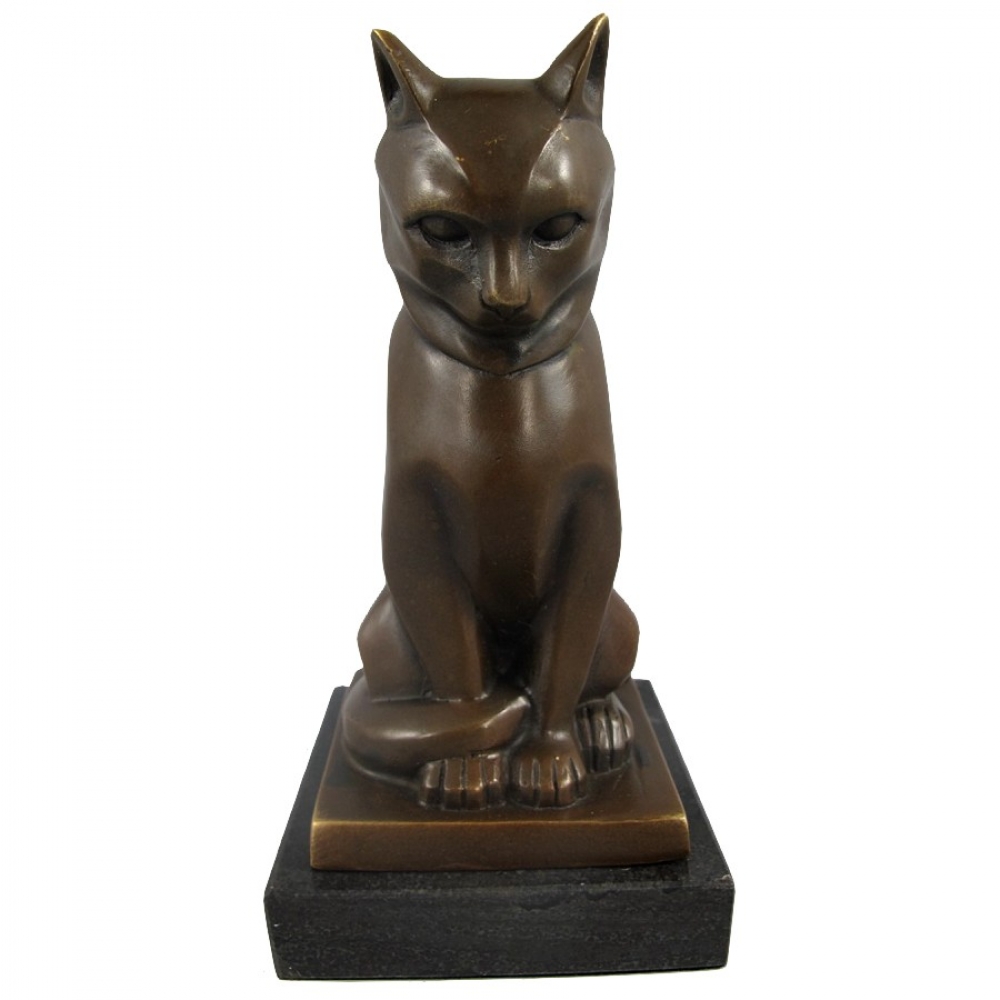 ÄGYPTISCHE KATZE Bronze Skulptur Tier Figur Kunst im Antik Style 18 cm