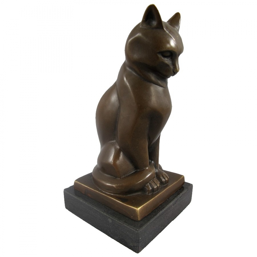 ÄGYPTISCHE KATZE Bronze Skulptur Tier Figur Kunst im Antik Style 18 cm