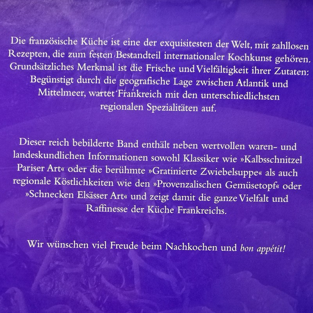 Kochbuch FRANKREICH Buch & Musik CD, Das Französische Kochbuch