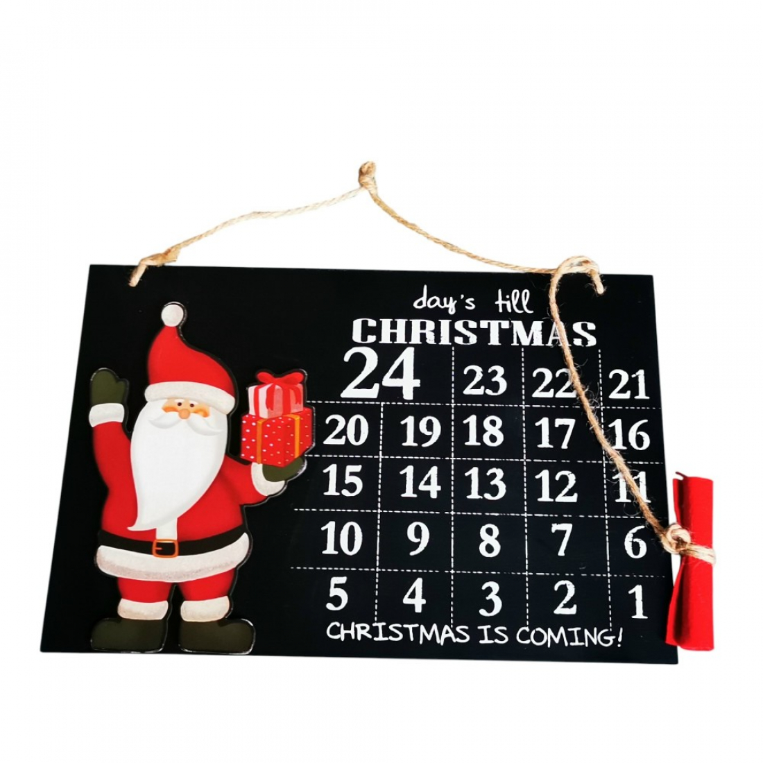 DAYS TILL CHRISTMAS Weihnachts Countdown Tafel Santa Design