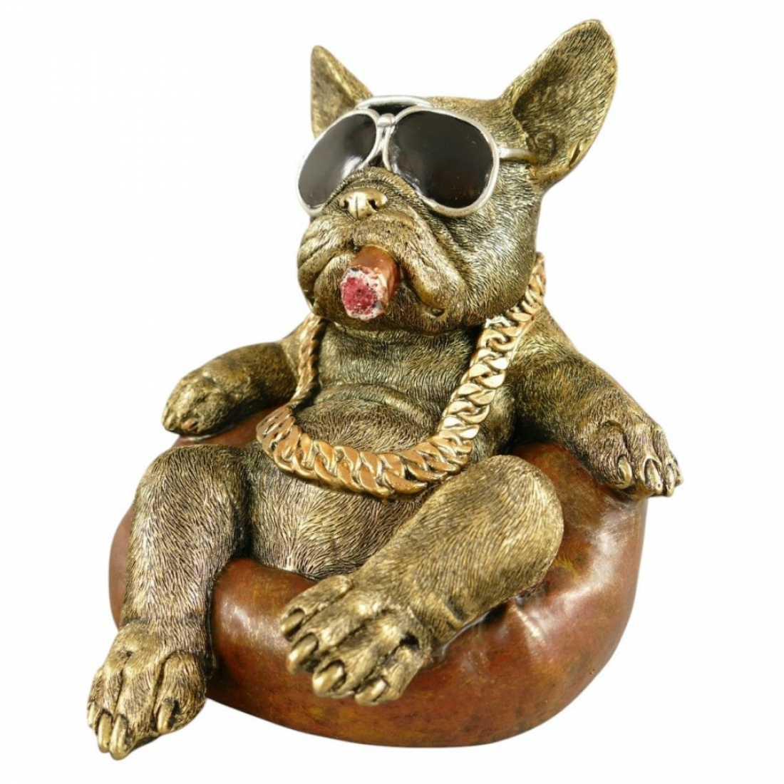 Deko Figur COOLER HUND Französische Bulldogge Kunststein