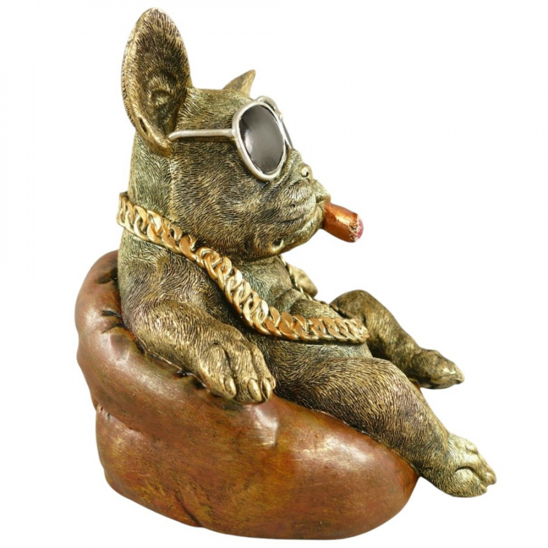 Deko Figur COOLER HUND Französische Bulldogge Kunststein