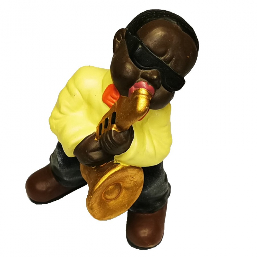 Jazz Musiker SCHWARZER mit Saxophon Deko Figur Keramik