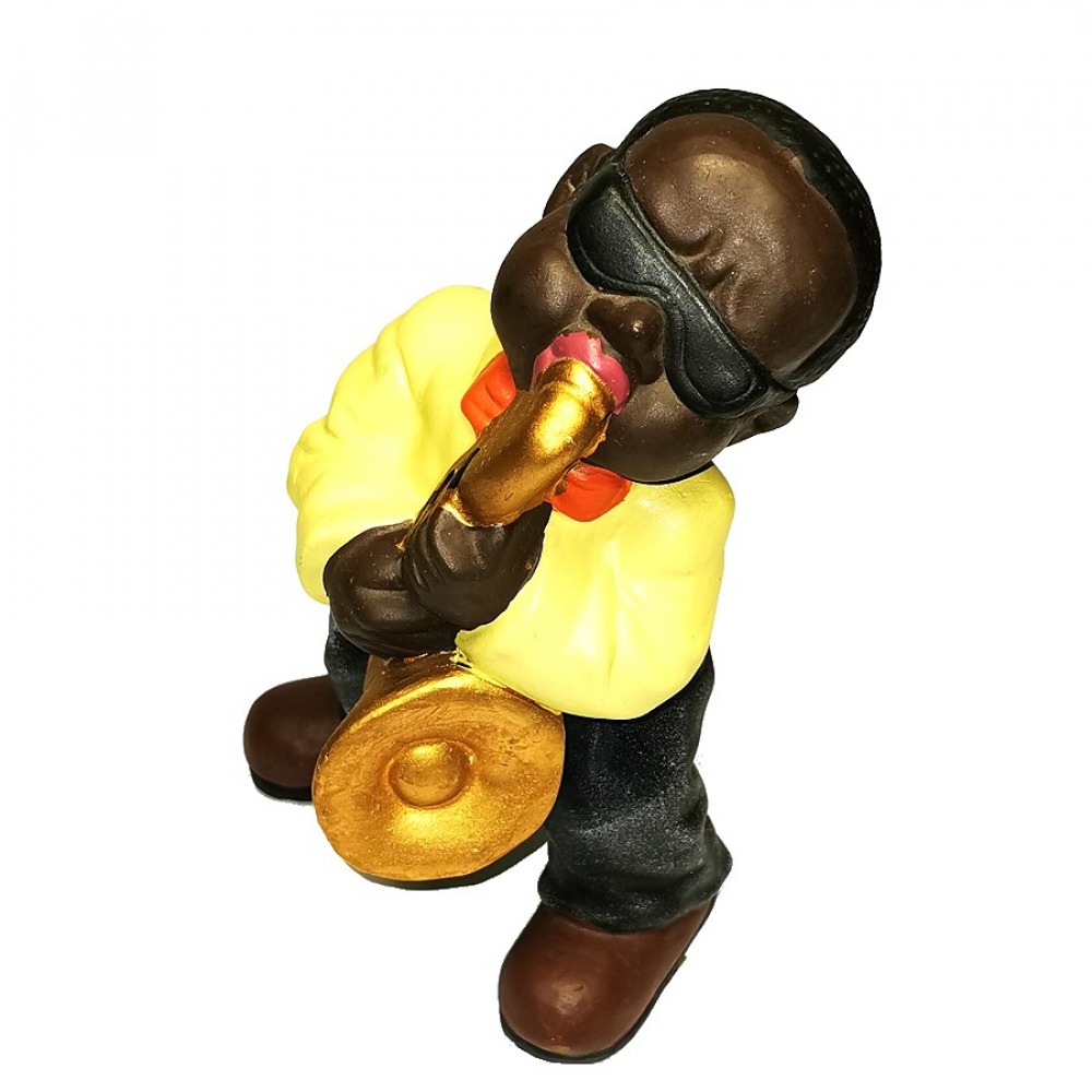 Jazz Musiker SCHWARZER mit Saxophon Deko Figur Keramik