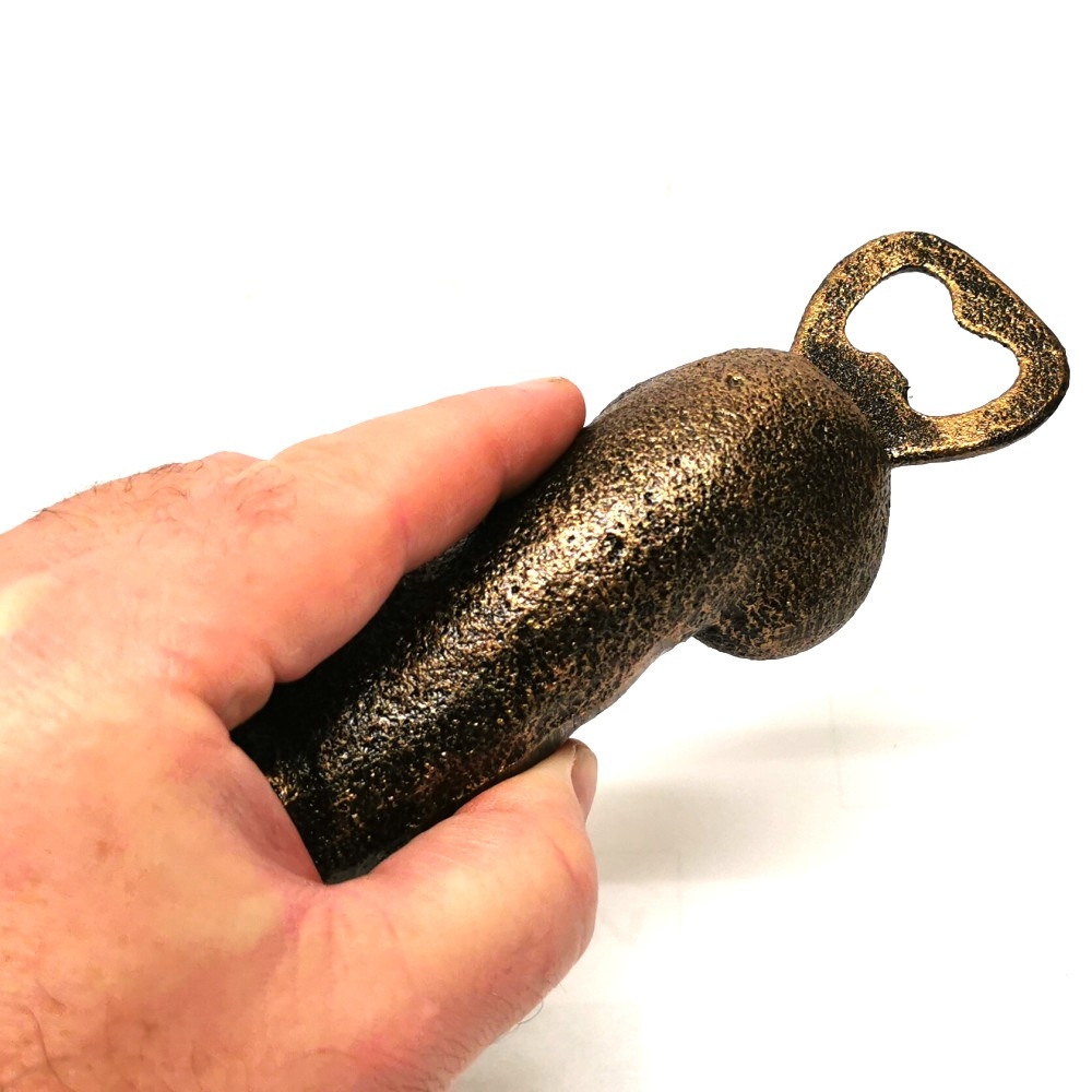 Außergewöhnlicher Flaschenöffner PHALLUS PENIS 18 cm Gusseisen Bronze Look