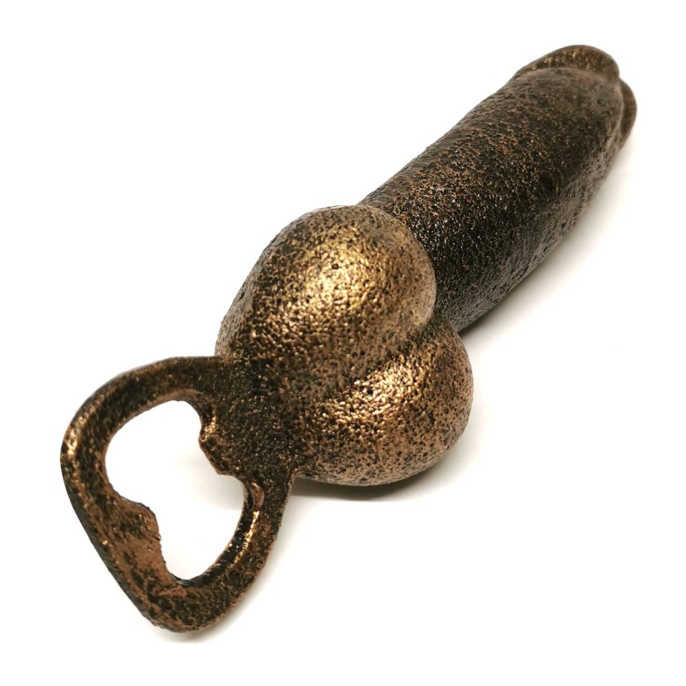 Außergewöhnlicher Flaschenöffner PHALLUS PENIS 18 cm Gusseisen Bronze Look