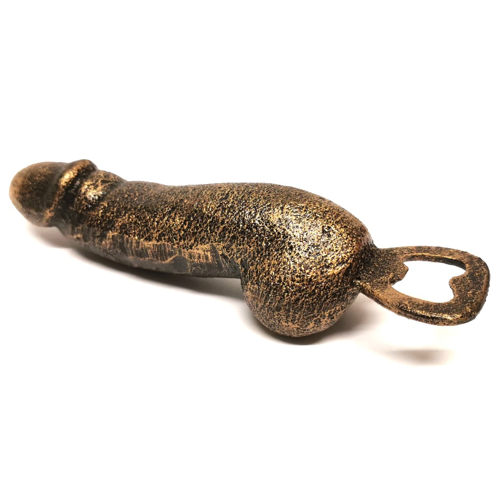 Außergewöhnlicher Flaschenöffner PHALLUS PENIS 18 cm Gusseisen Bronze Look