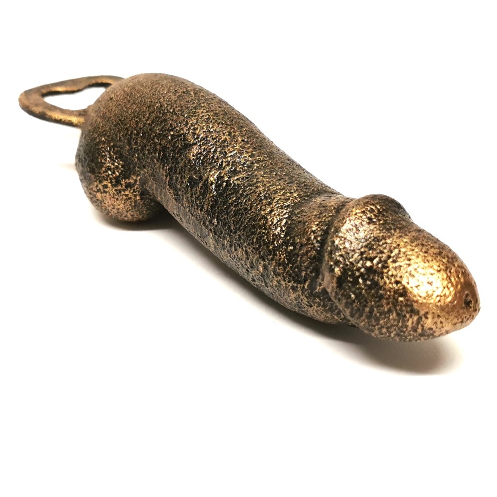 Außergewöhnlicher Flaschenöffner PHALLUS PENIS 18 cm Gusseisen Bronze Look