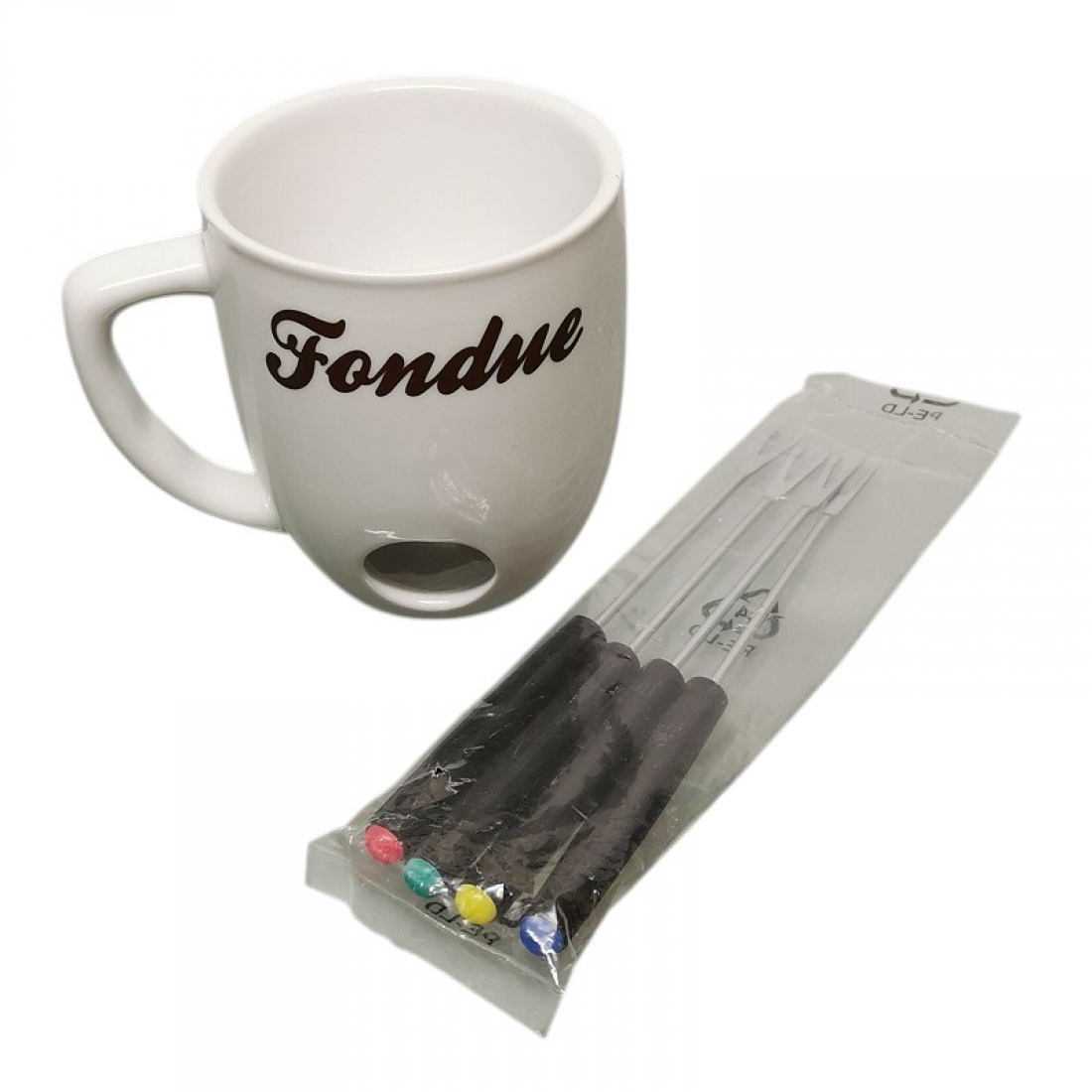 Mini Fondue Set Tasse mit Gabeln Schokoladenfondue