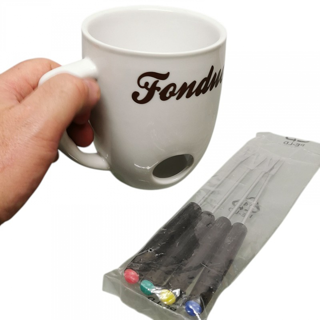 Mini Fondue Set Tasse mit Gabeln Schokoladenfondue