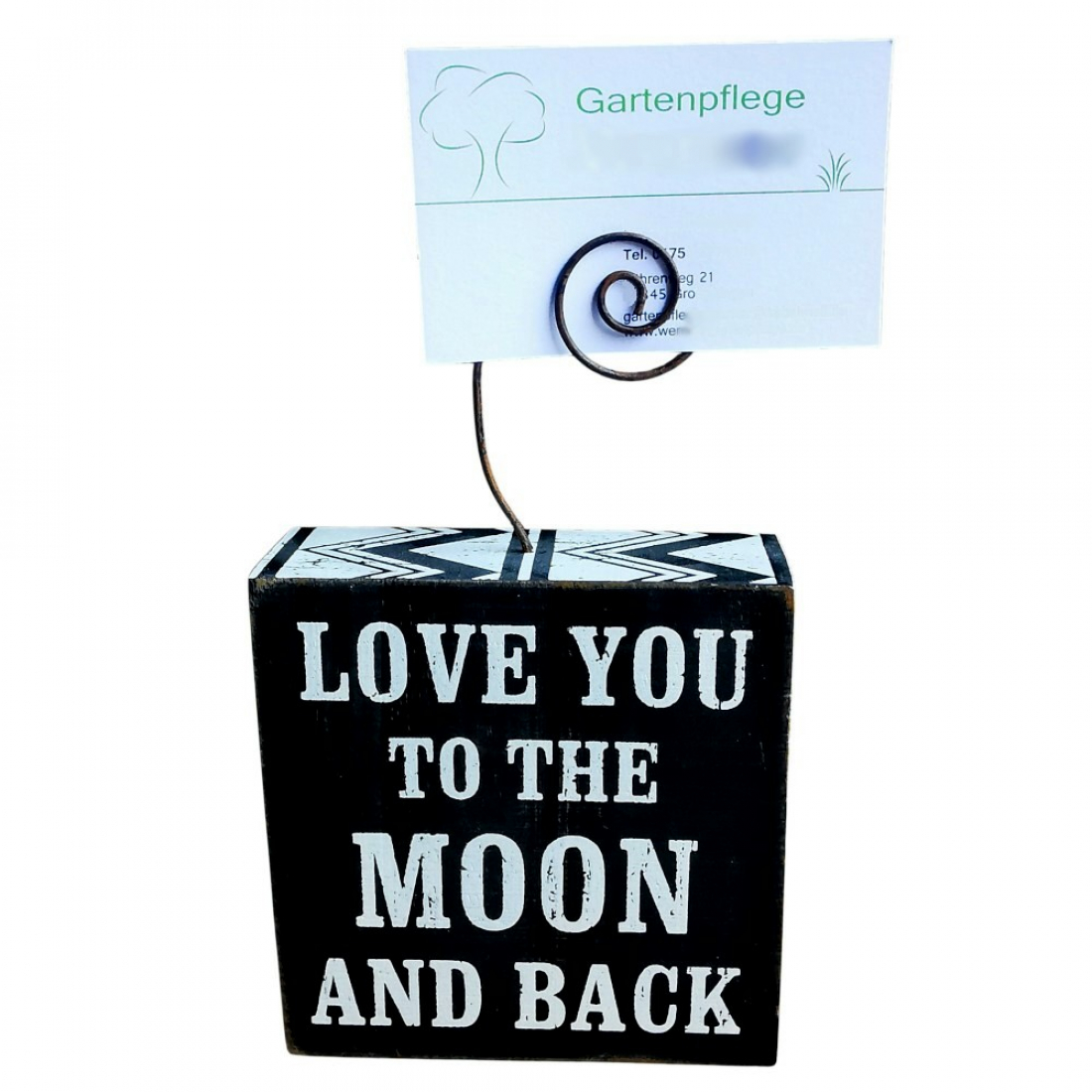 Notizzettelhalter / Fotohalter aus Holz "Love you to the moon and back"