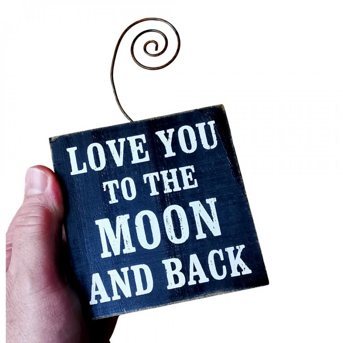 Notizzettelhalter / Fotohalter aus Holz "Love you to the moon and back"