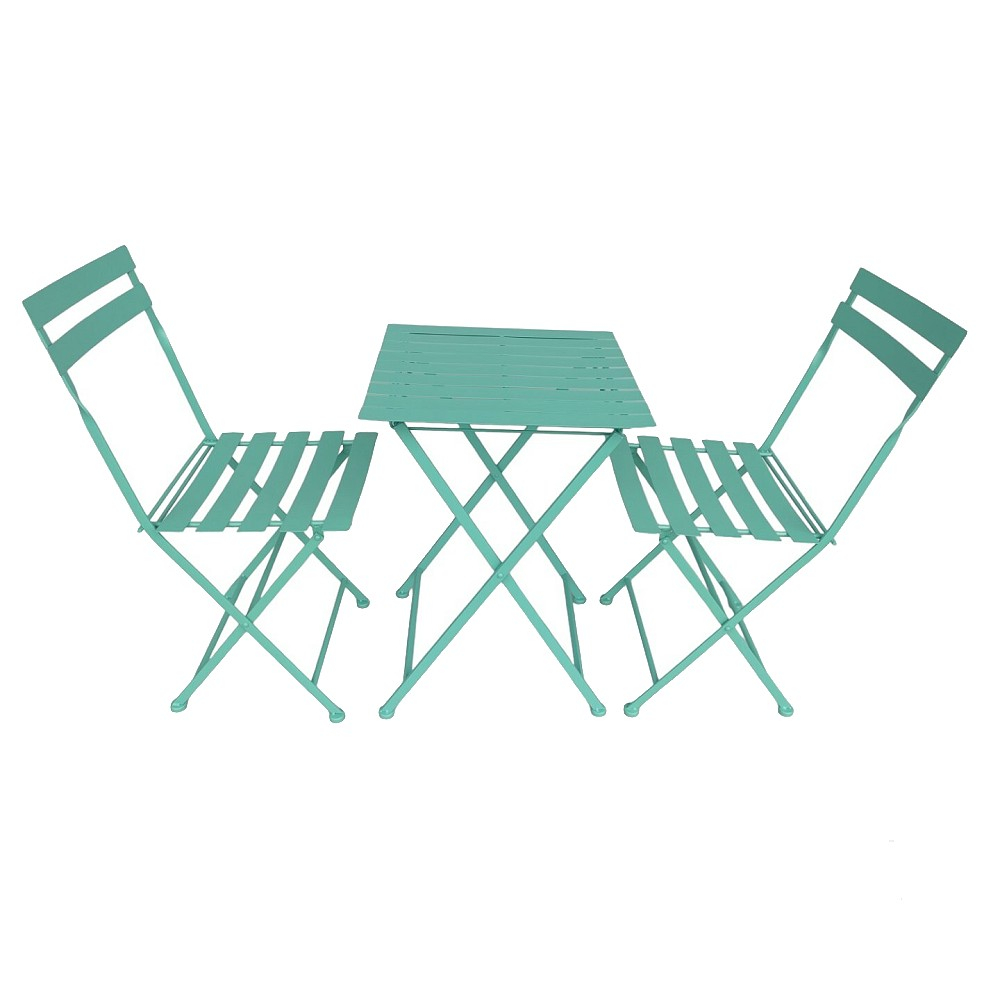 Gartenmöbel Set IBIZA klappbar GRÜN Eisen 2x Stuhl 1x Tisch