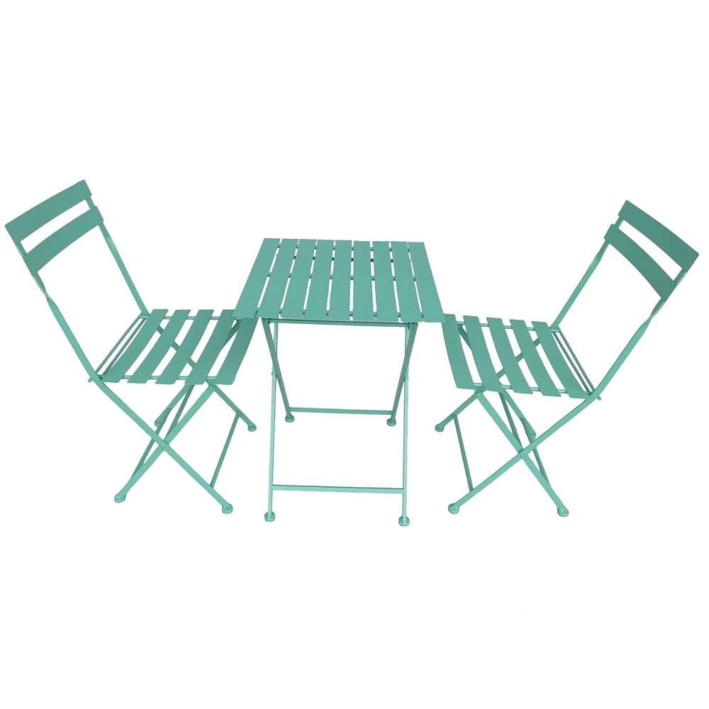 Gartenmöbel Set IBIZA klappbar GRÜN Eisen 2x Stuhl 1x Tisch