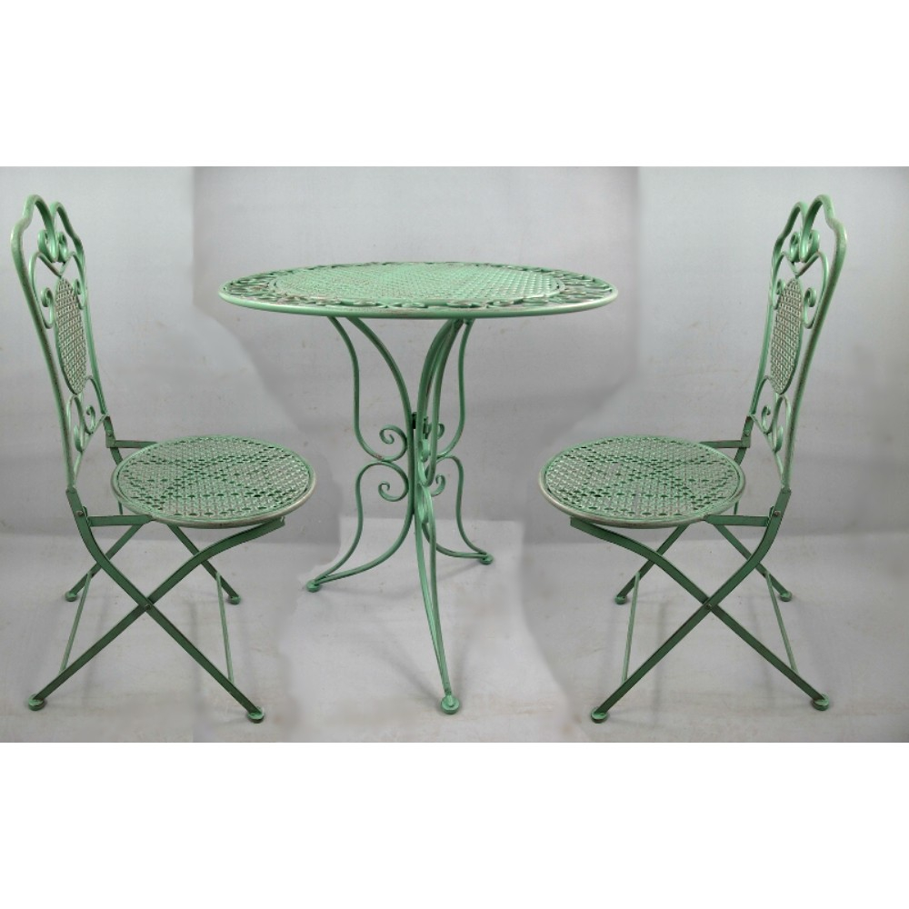 Gartenmöbel Set PALMA Antik Look GRÜN Eisen 2x Stuhl 1x Tisch