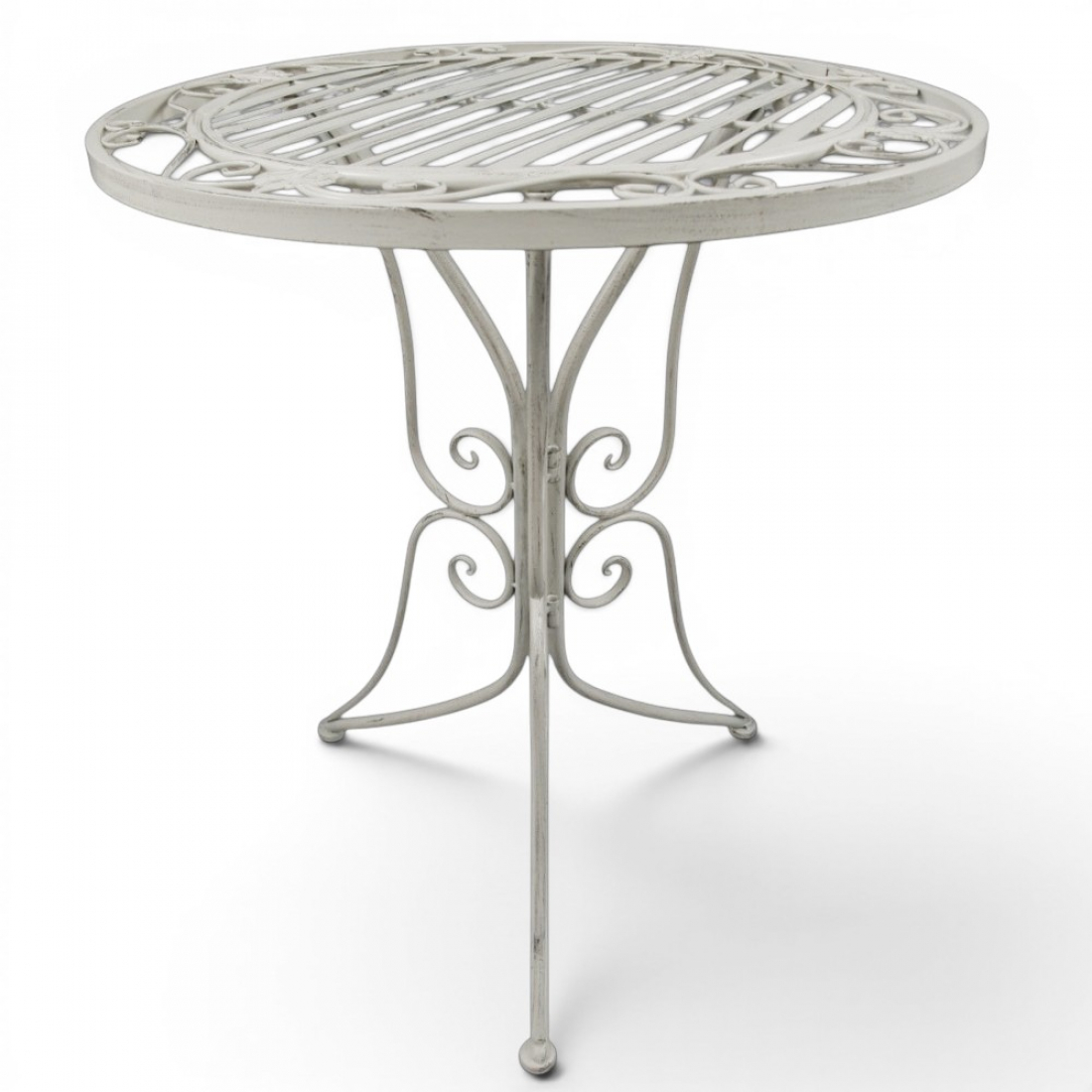 Gartenmöbel Set RIVIERA Antik Look WEISS Eisen 2x Stuhl 1x Tisch