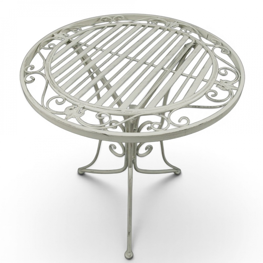 Gartenmöbel Set RIVIERA Antik Look WEISS Eisen 2x Stuhl 1x Tisch
