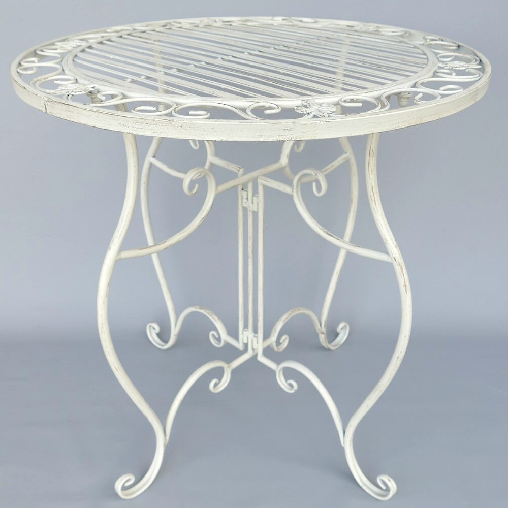 Gartenmöbel Set AMALFI Antik Look WEISS Eisen 2x Stuhl 1x Tisch