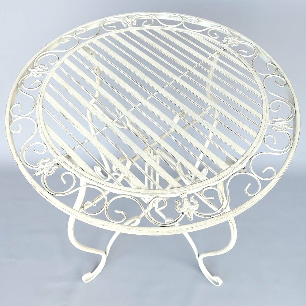 Gartenmöbel Set AMALFI Antik Look WEISS Eisen 2x Stuhl 1x Tisch