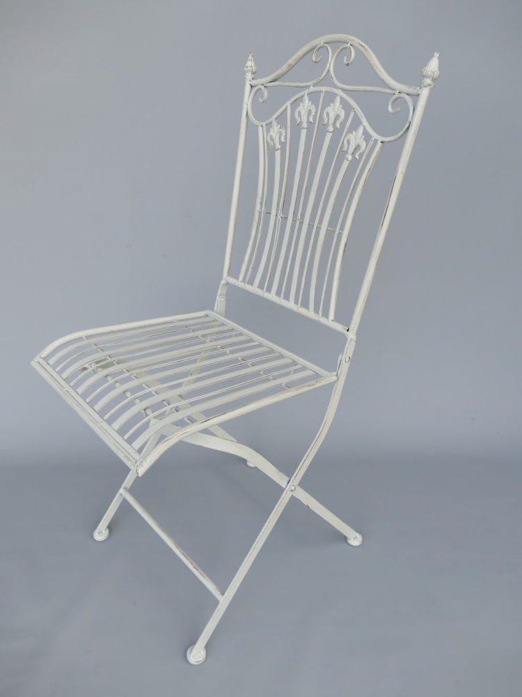 Gartenmöbel Set AMALFI Antik Look WEISS Eisen 2x Stuhl 1x Tisch