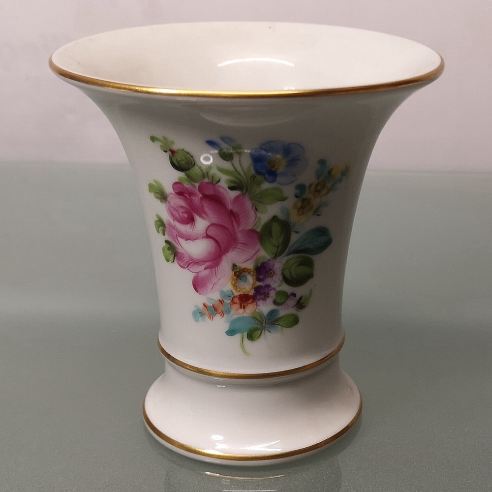 HEREND HUNGARY Porzellan Vase Trompetenvase Trichtervase 70er Jahre Blumenmuster