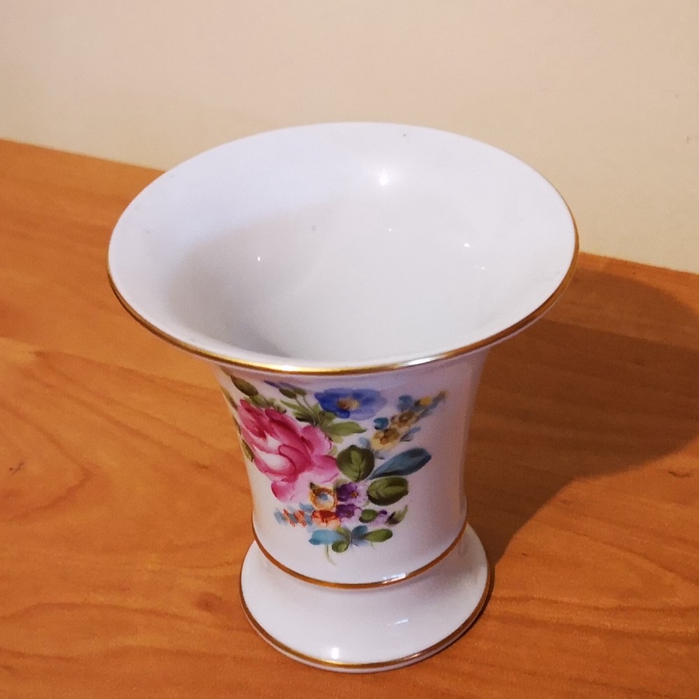 HEREND HUNGARY Porzellan Vase Trompetenvase Trichtervase 70er Jahre Blumenmuster