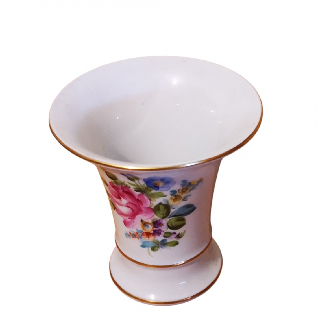 HEREND HUNGARY Porzellan Vase Trompetenvase Trichtervase 70er Jahre Blumenmuster