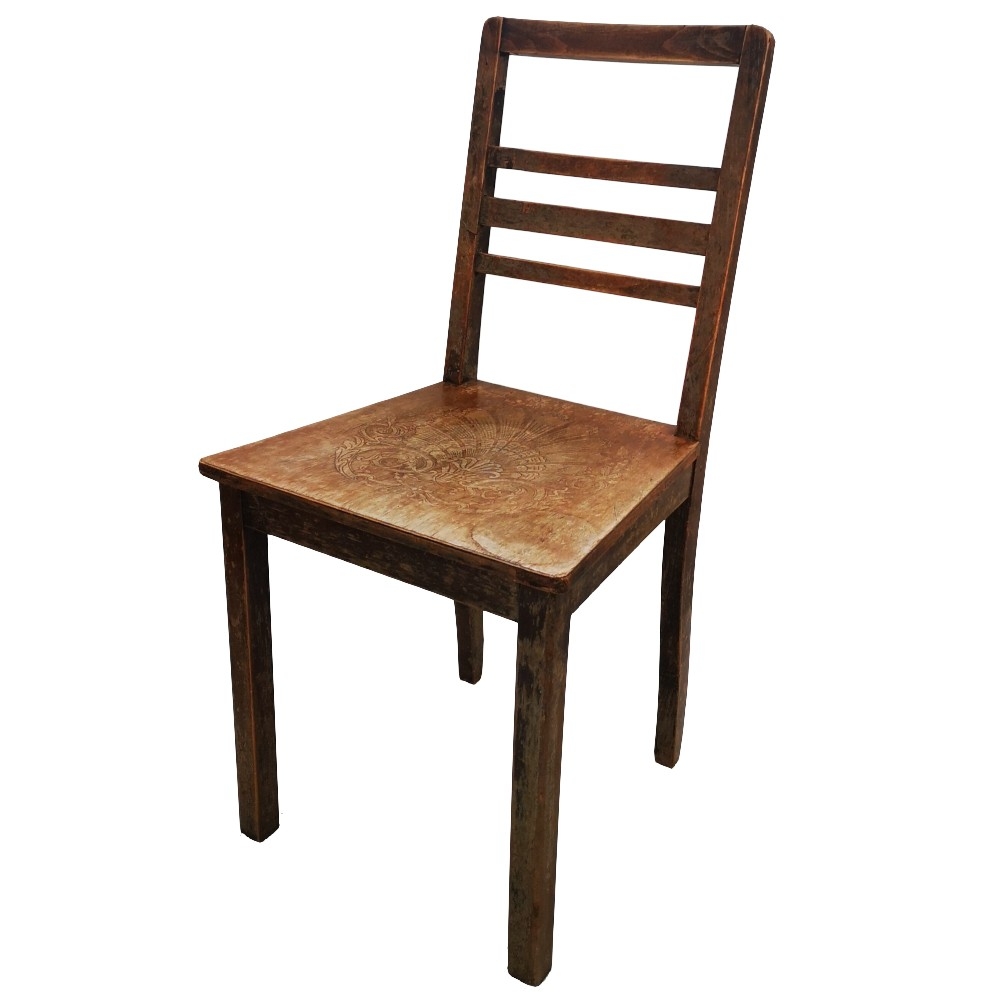 Shabby Chic HOLZSTUHL Stuhl Holz mit Beizdruck auf der Sitzfläche