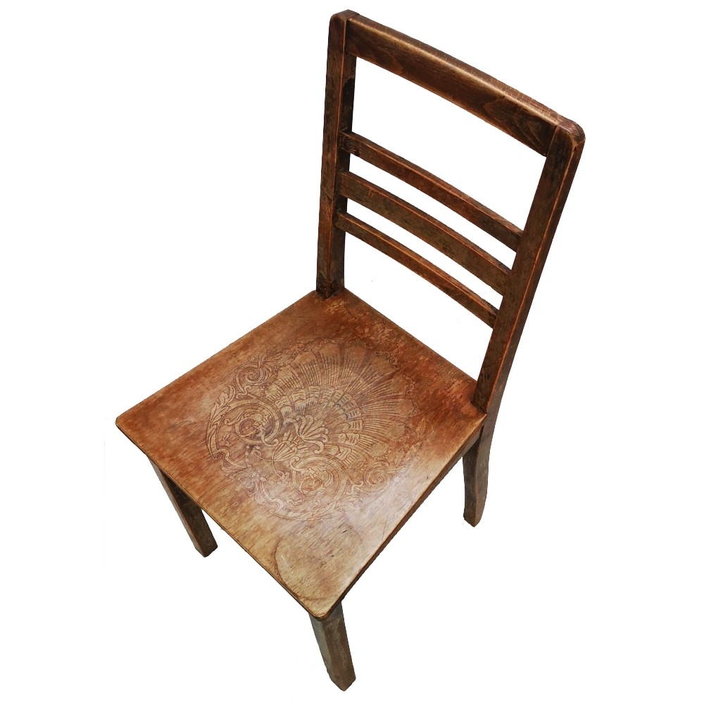 Shabby Chic HOLZSTUHL Stuhl Holz mit Beizdruck auf der Sitzfläche