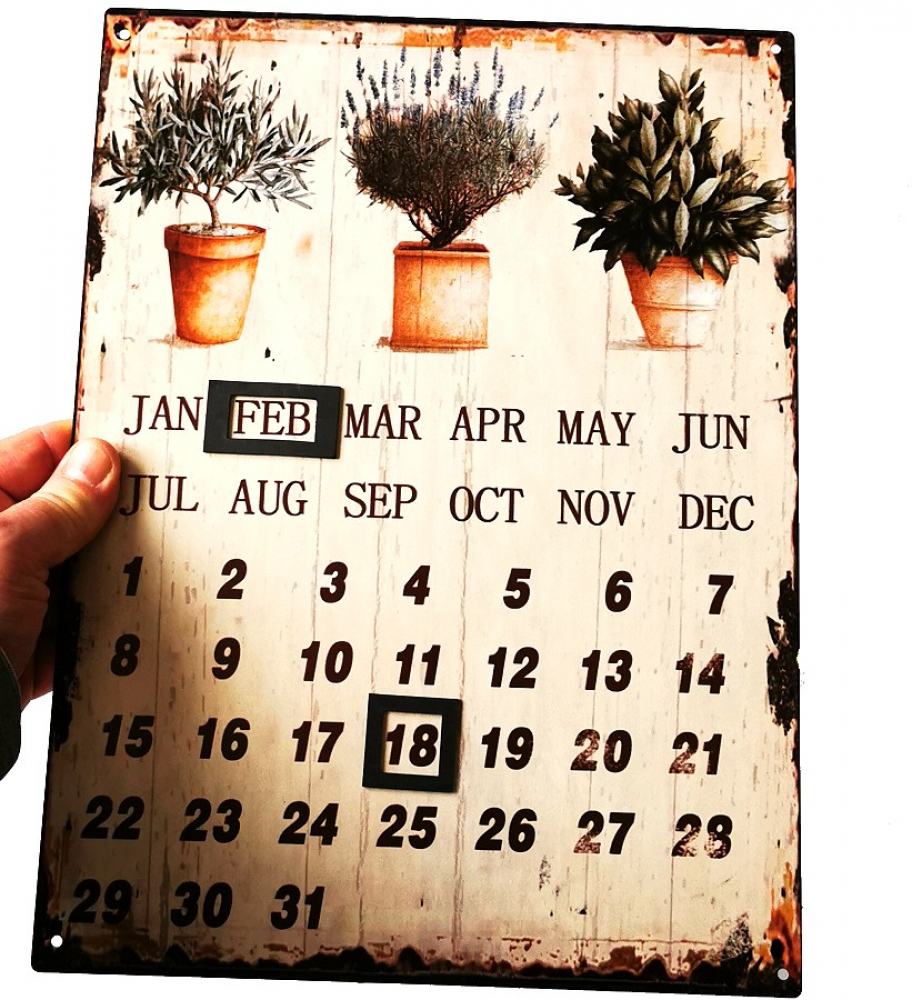 Kalender LAVENDEL LANDHAUS Jahreskalender Shabby Blechschild magnetisch 33x25 cm