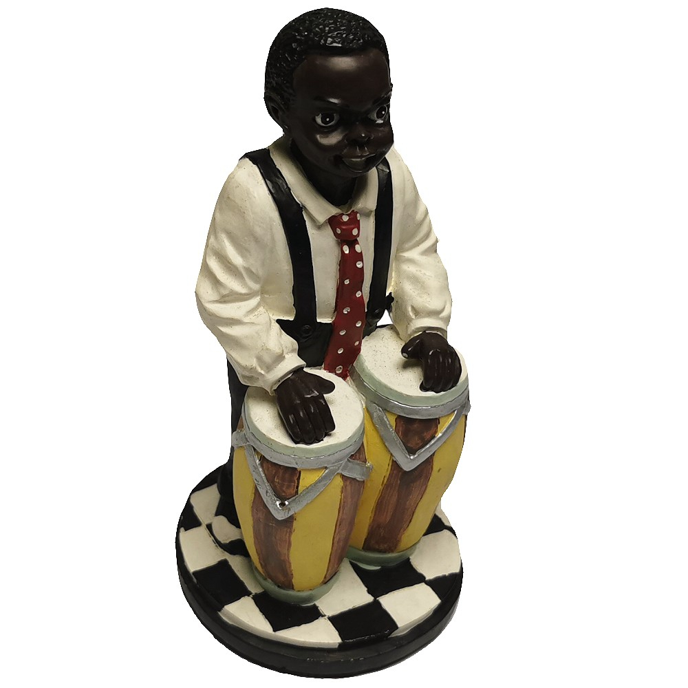 Jazz Musiker SCHWARZER mit Trommeln Drummer 90er Jahre Deko Figur