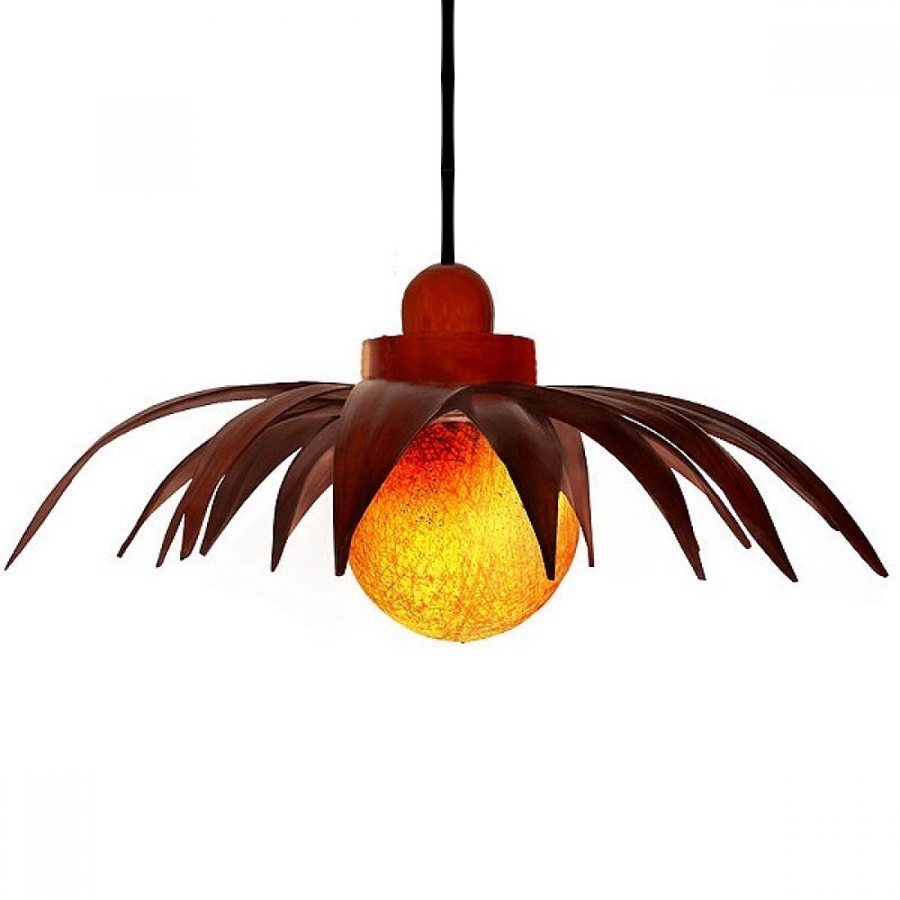 LOTUS (6) Deckenlampe Pendelleuchte Bali Lampe handgefertigt Ø 65 cm Cocosbaum Blätter