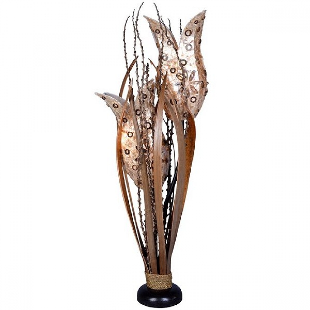 TULIP (Modell 4) Stehlampe Bali Lampe Blütenkelch handgefertigt 80 cm