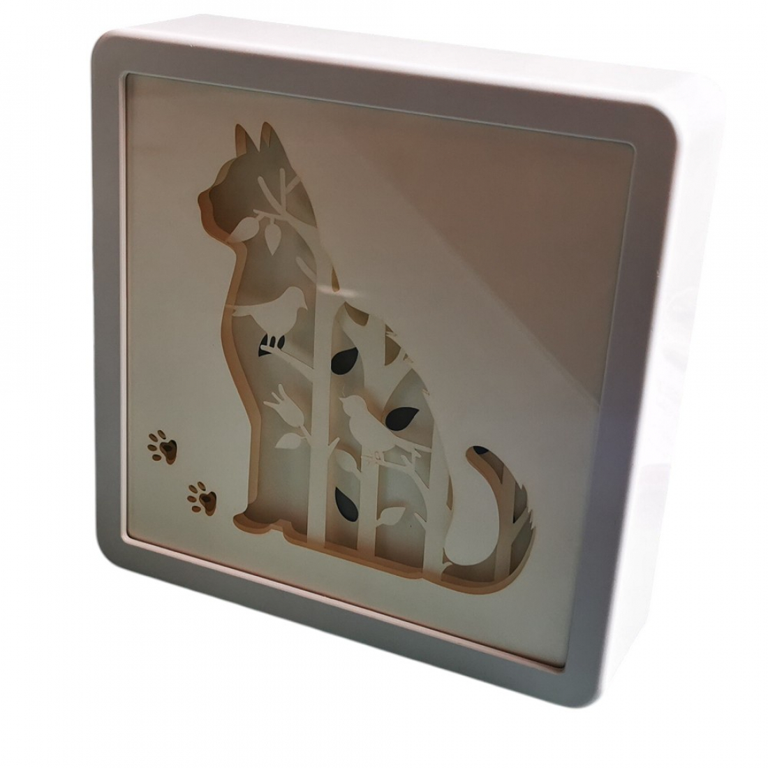 LED DEKO LICHTBOX mit 3D Papercut Motiv KATZE
