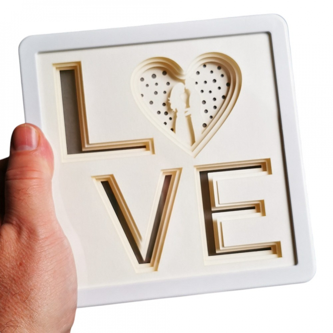 LED DEKO LICHTBOX mit 3D Papercut Motiv LOVE Liebe
