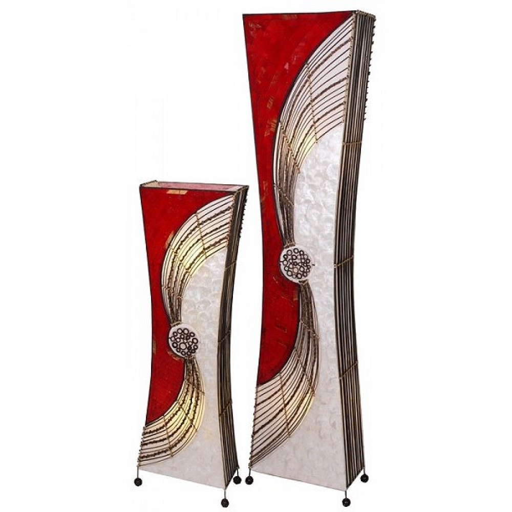 ISALIA taillierte Stehlampe Lichtsäule 100 cm Bali Lampe handgefertigt