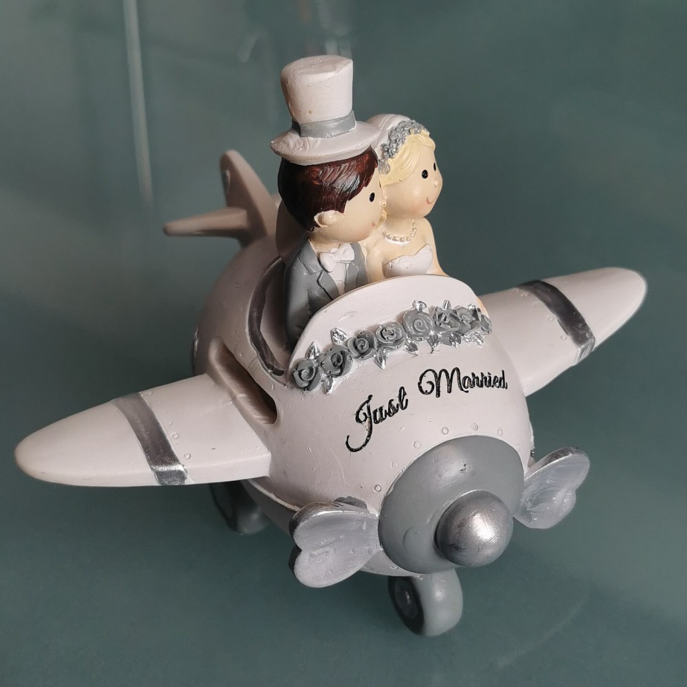 SPARDOSE Brautpaar Hochzeitspaar im Flugzeug JUST MARRIED