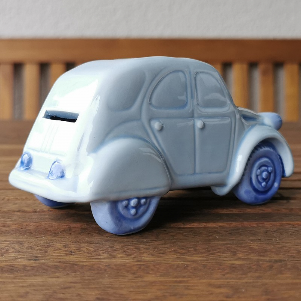 Auto ENTE Keramik Spardose Sparbüchse hellblau