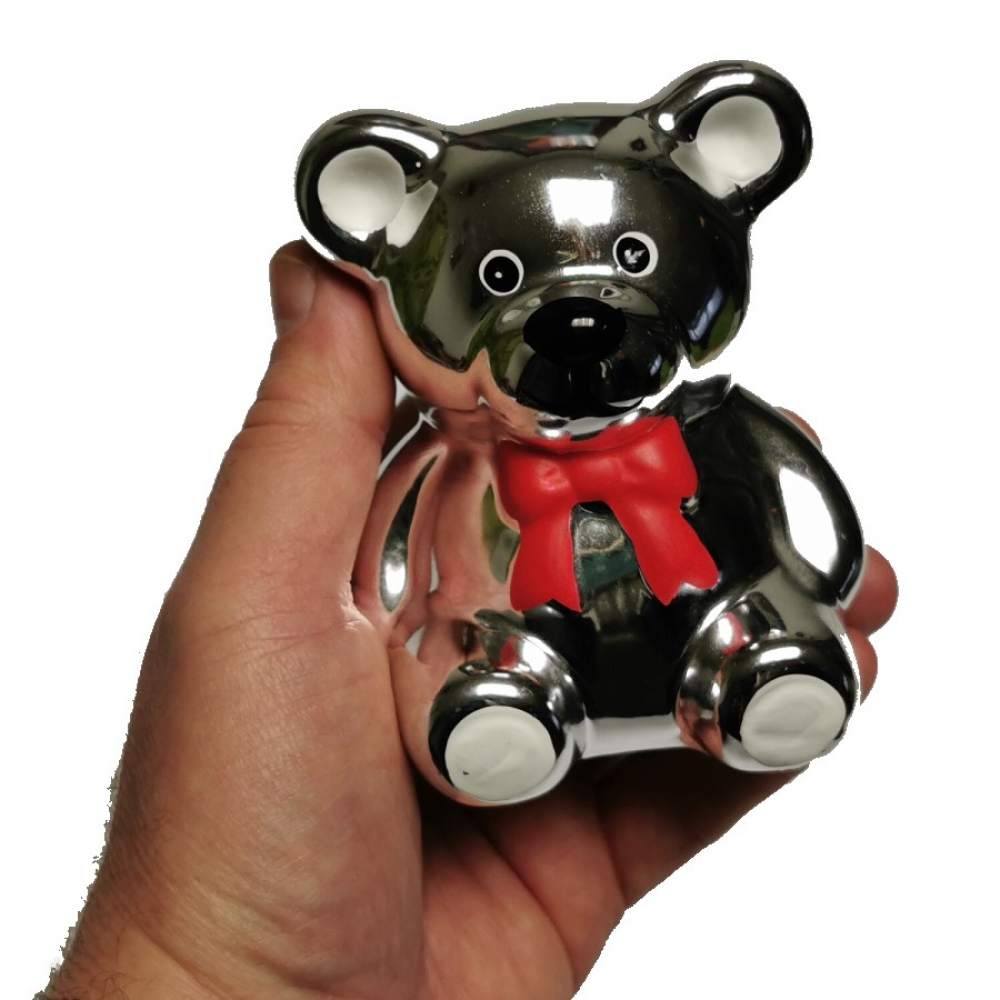 SPARDOSE Keramik Niedlicher TEDDYBÄR BÄR in Silber Farbe