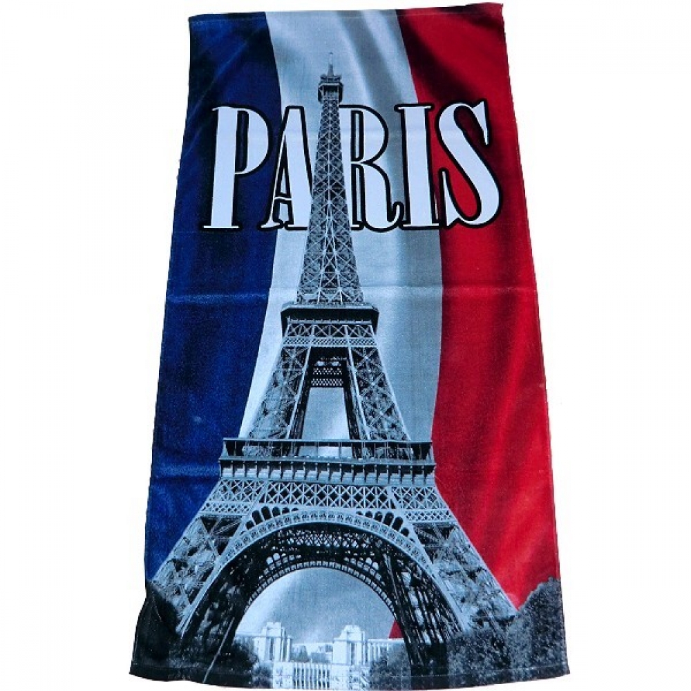 Strandtuch EUROVILAG Eiffelturm - Tricolore FRANCE cm PARIS Velours TRENDSHOP Badetuch 75x150