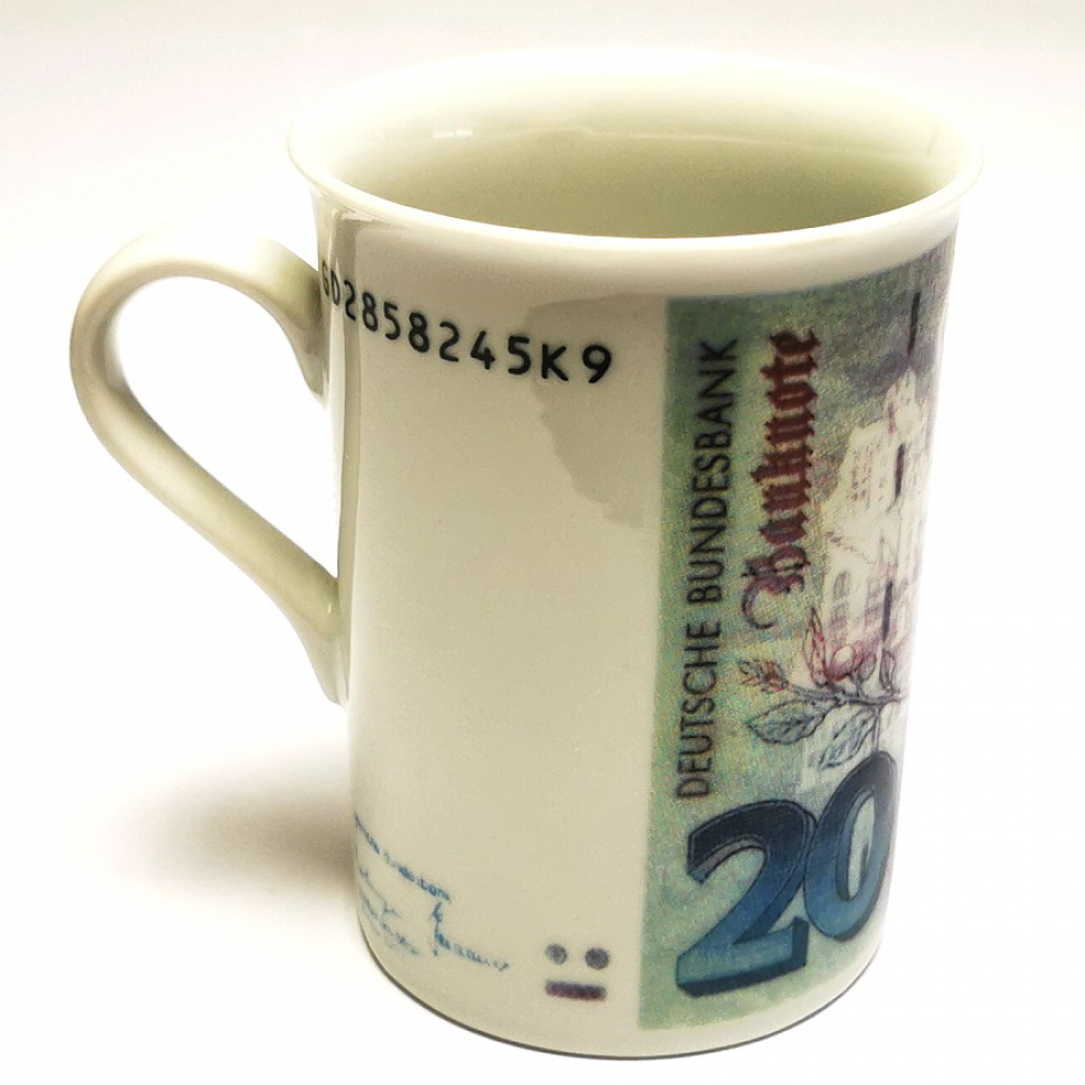 Kaffeetasse Tasse 20 DM ZWANZIG DEUTSCHE MARK Geldschein Design Keramik