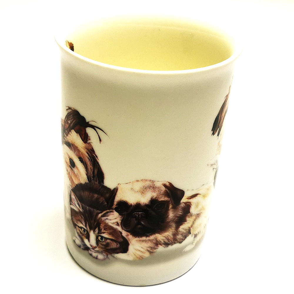 Kaffeetasse Tasse HUNDE & KATZEN weiß Keramik