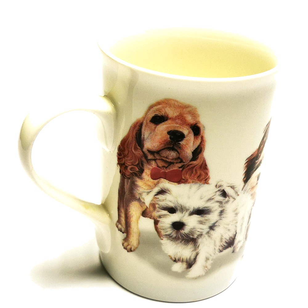 Kaffeetasse Tasse HUNDE & KATZEN weiß Keramik